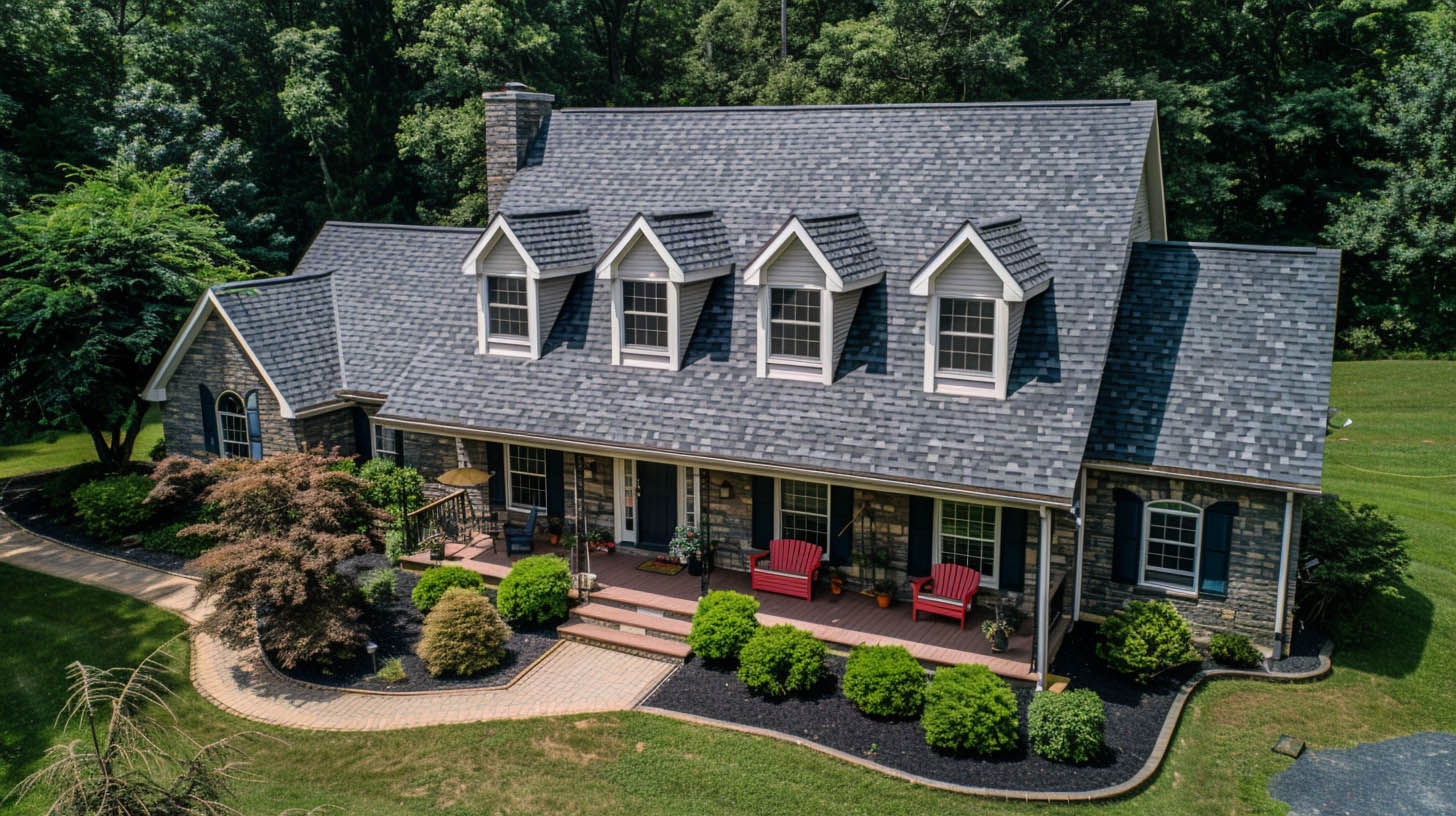 Pennsylvania home with a damaged roof and new roofing materials indicating repair costs.